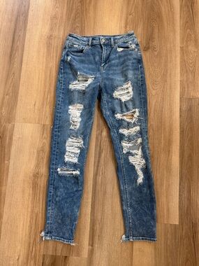 American Eagle Distressed Skinny Hugh Rise Jeans Size 0 Stretch Denim